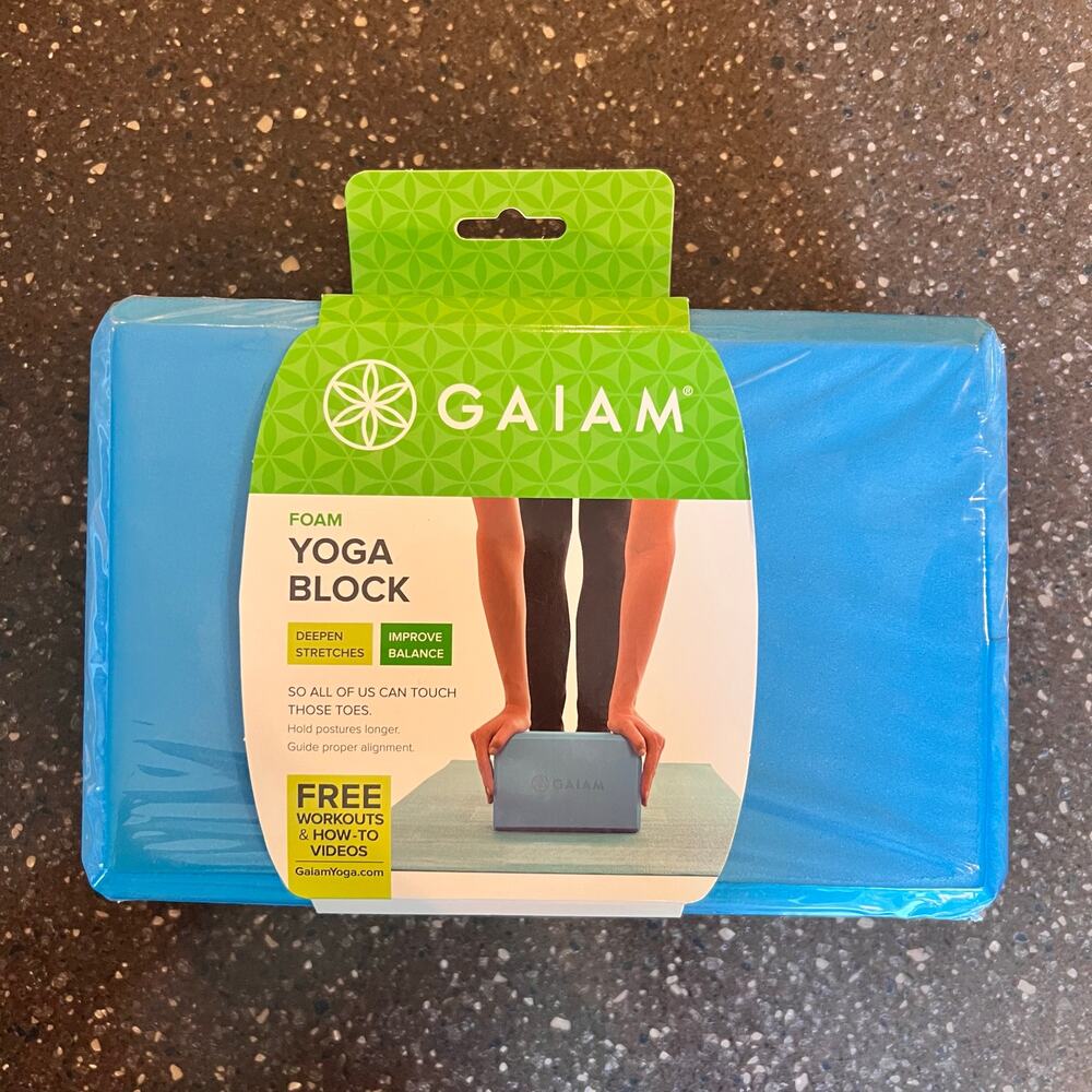Gaiam NEW/SEALED Yoga Block Blue non-slip Foam 9" x 6" x 4"